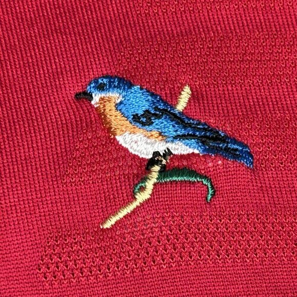 Nike Tiger Woods Polo Shirt Mens Large Red Dri Fit Embroidered Bird Golf Stretch - Picture 6 of 14